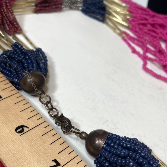 25" Large Pink Beaded Statement Necklace Multi Strand - Picture 10 of 13